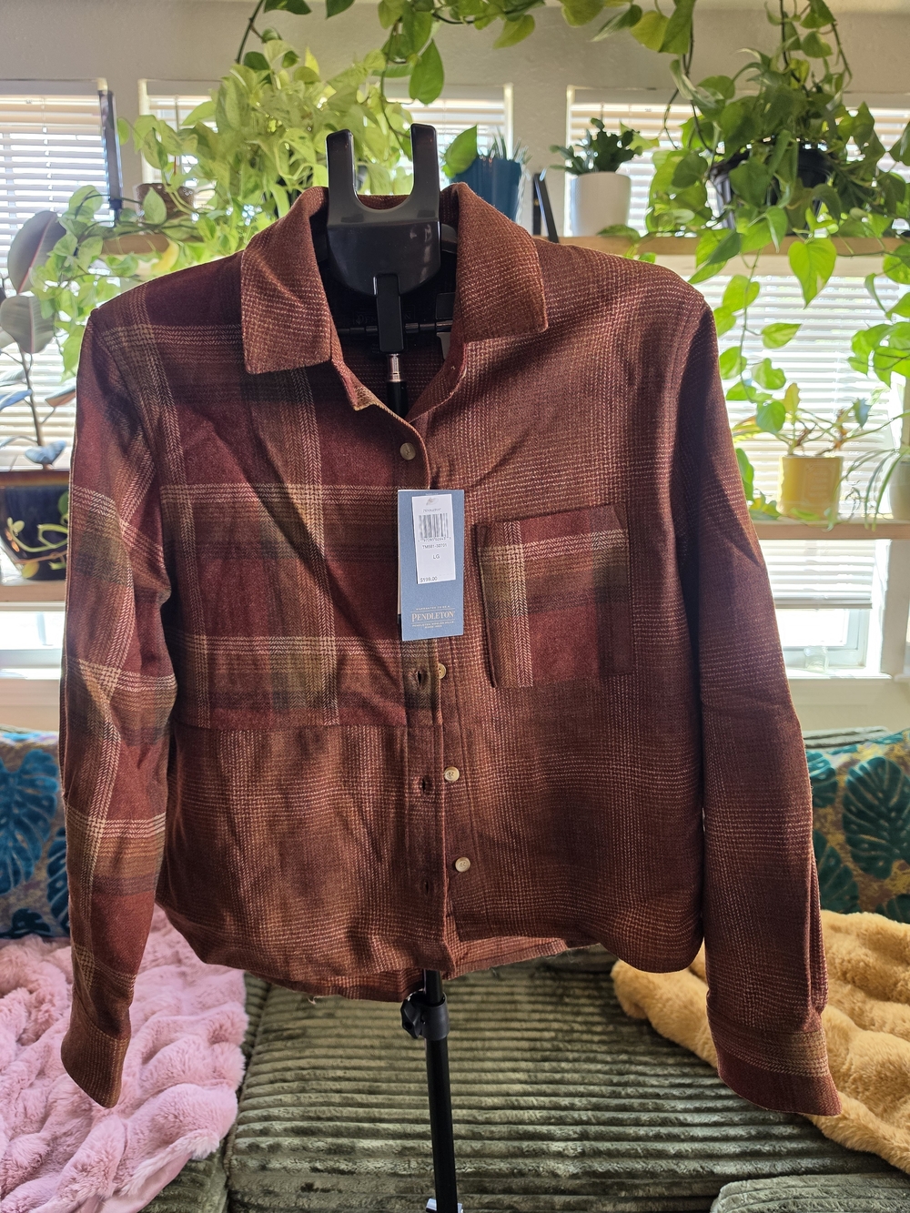 🍂 PENDLETON PLAID BUTTON-UP OVERSHIRT • SIZE LARGE • NWT